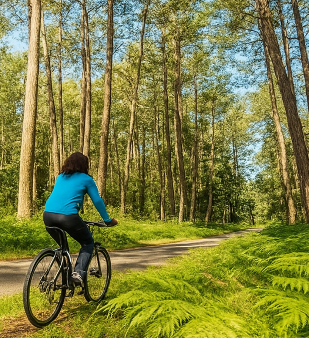 VTT dans une forêt des Landes